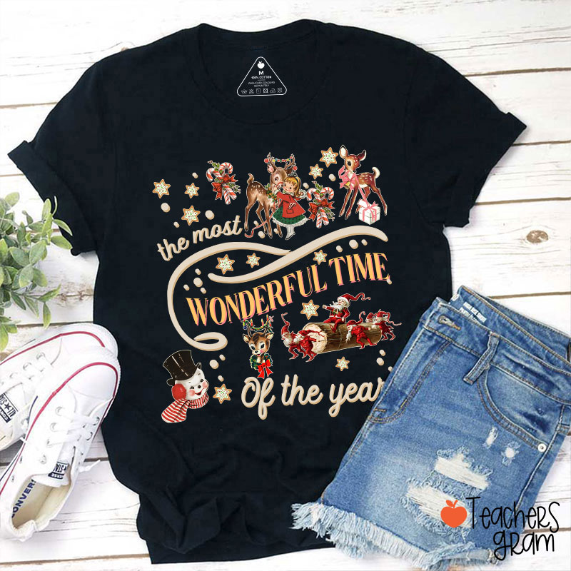 It's The Most Wonderful Time Of The Year Christmas Vibe Teacher T-Shirt