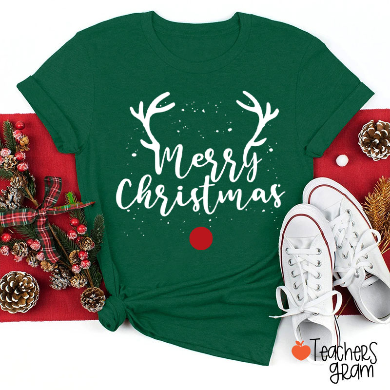 Merry Christmas Deer Teacher T-Shirt