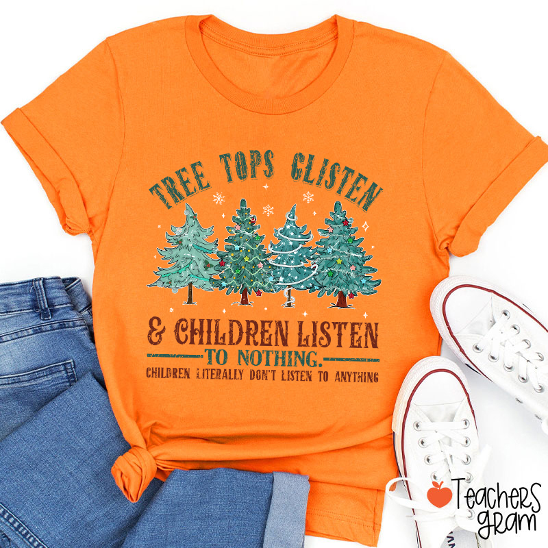 Christmas Tree Tops Glisten Teacher T-Shirt