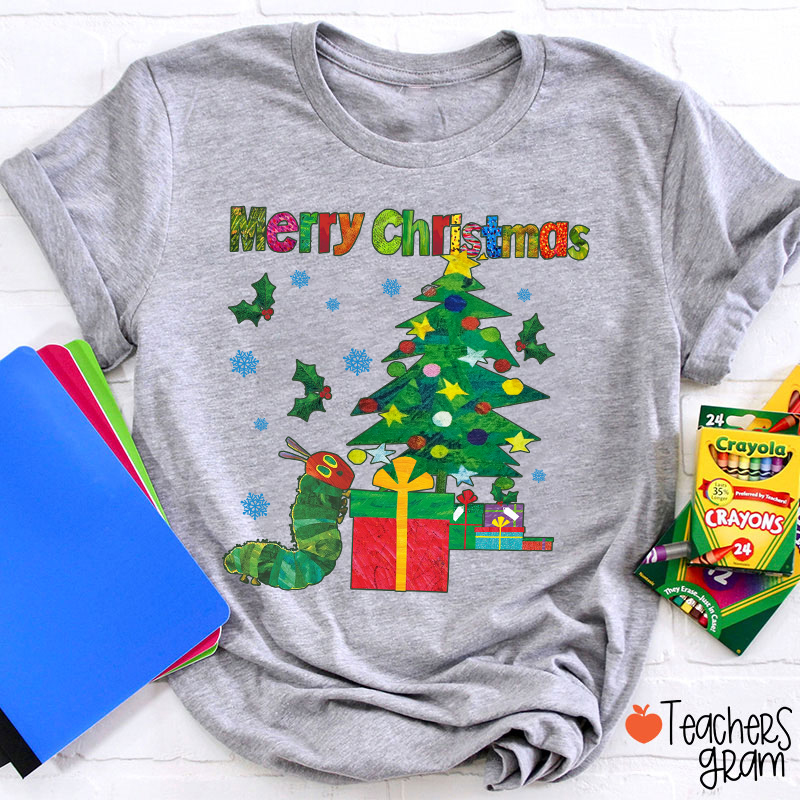Very Hungry Caterpillar Merry Christmas Teacher T-Shirt