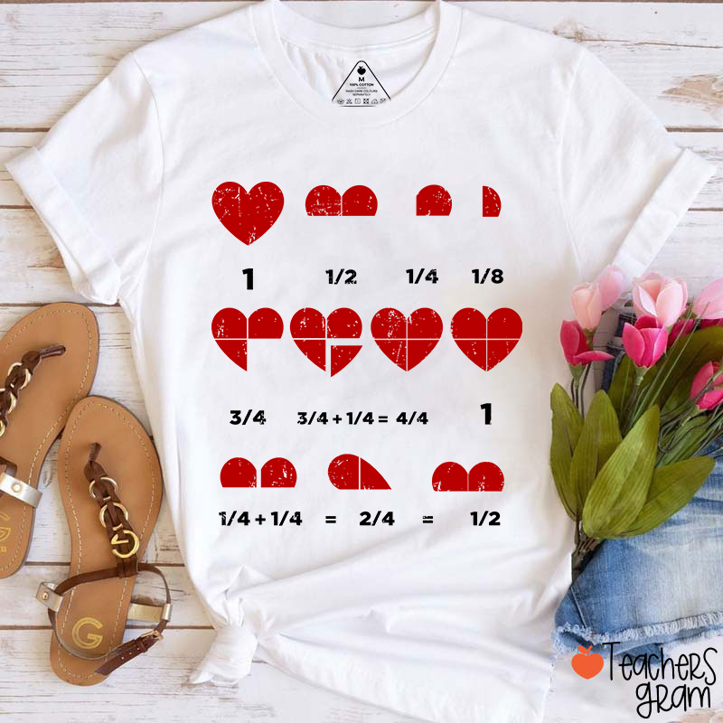 Math Red Hearts Teacher T-Shirt