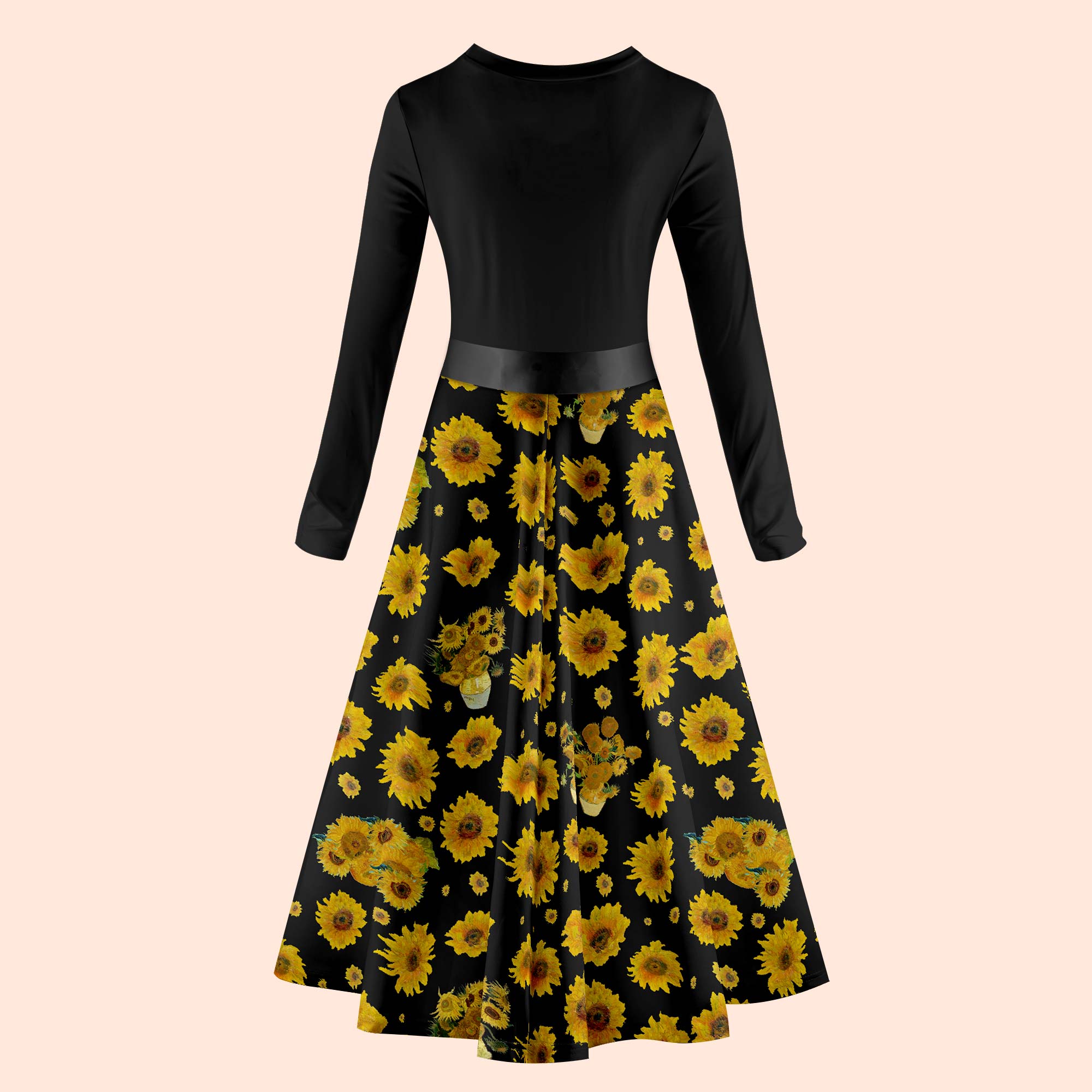 Art Sunflower Teacher Long Sleeve Dress