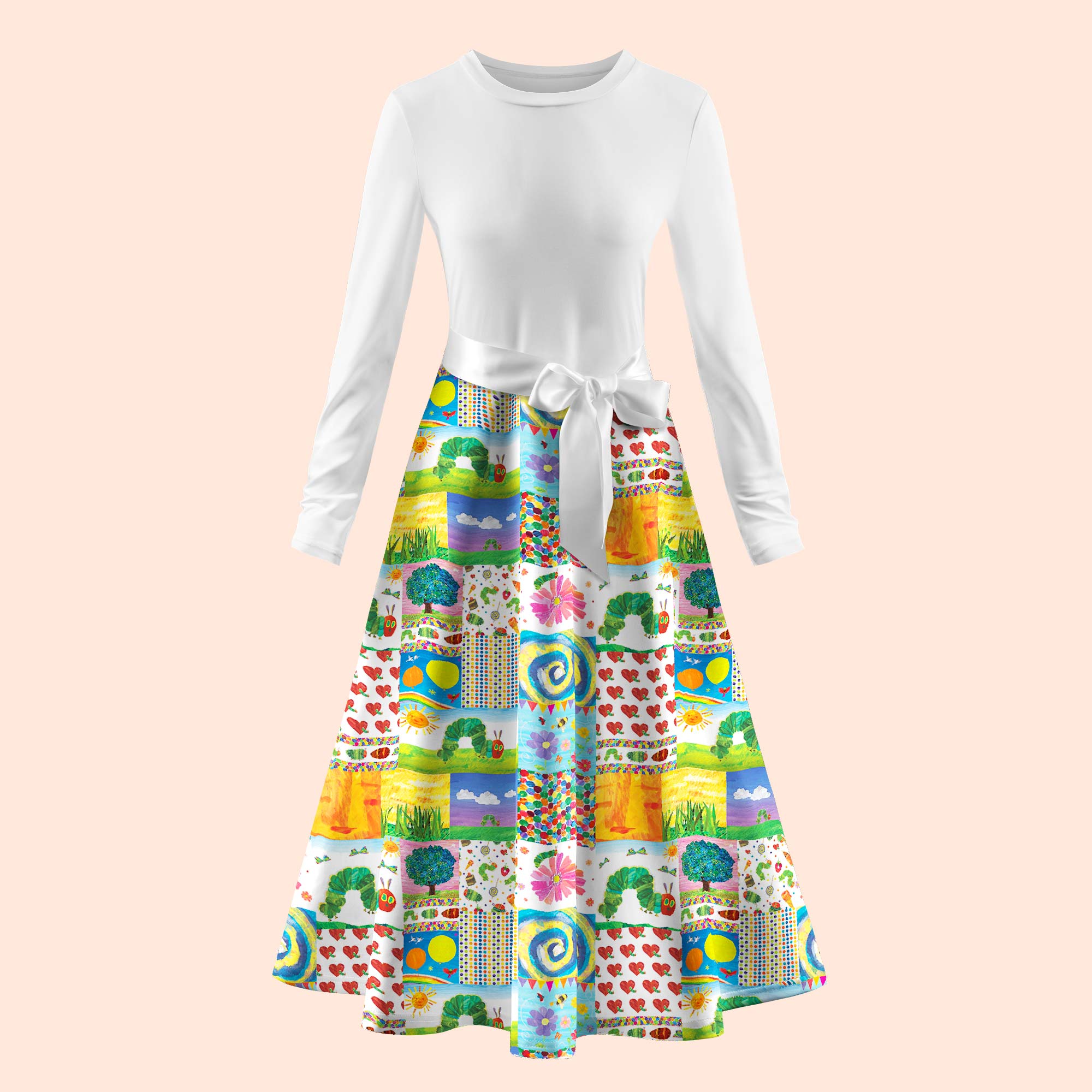Garden Trip With Caterpillars Teacher Long Sleeve Dress