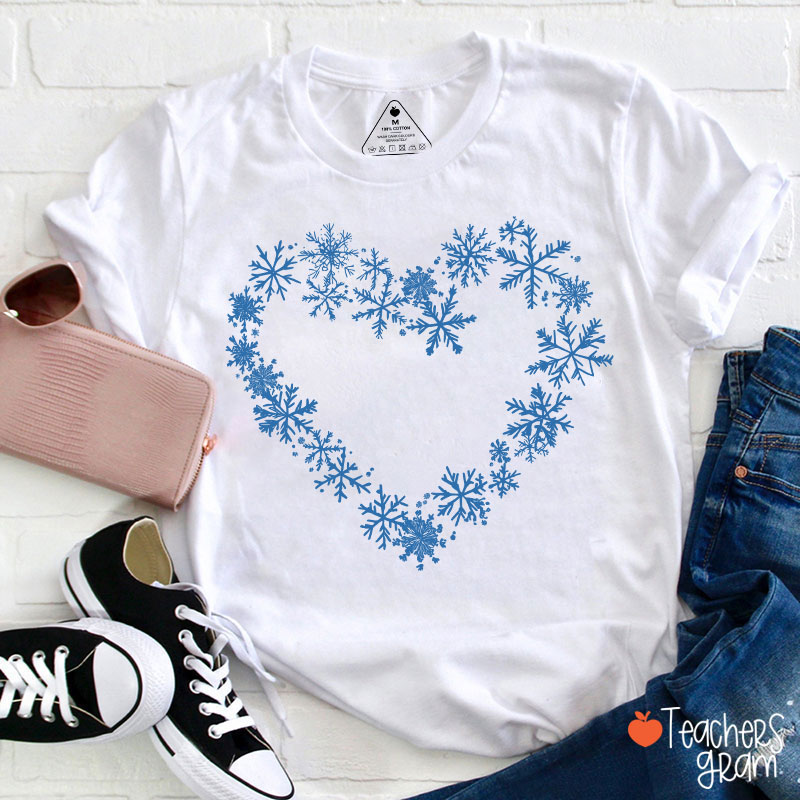 Snowflakes Heart Teacher T-Shirt