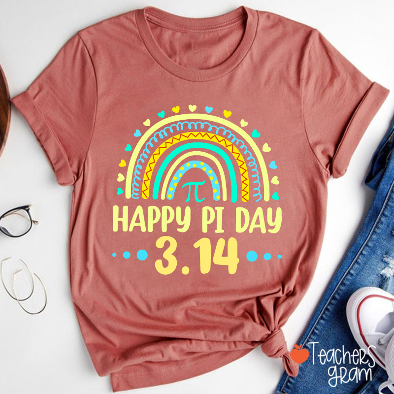 Happy Pi Day Rainbow Teacher T-Shirt