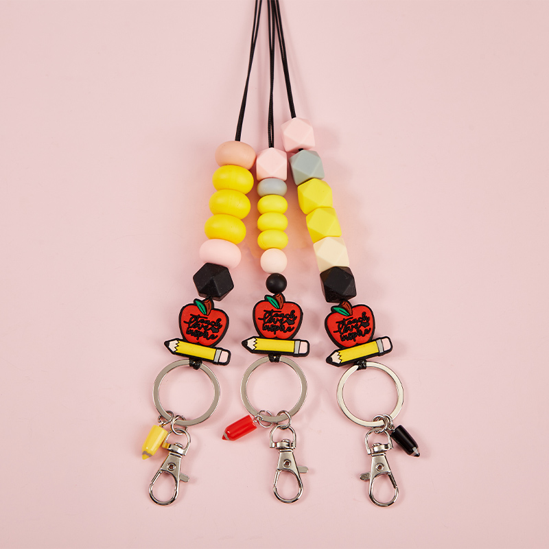 Teach Love Inspire Pencils Beaded Tassel Lanyard