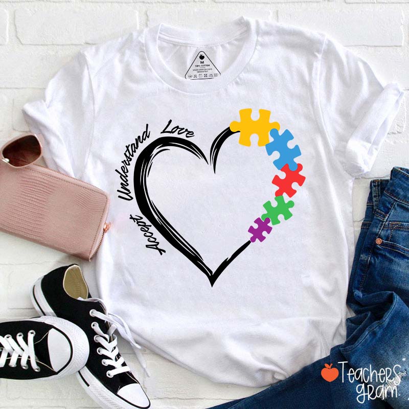 Accept Understand Love Autism Awareness Teacher T-Shirt
