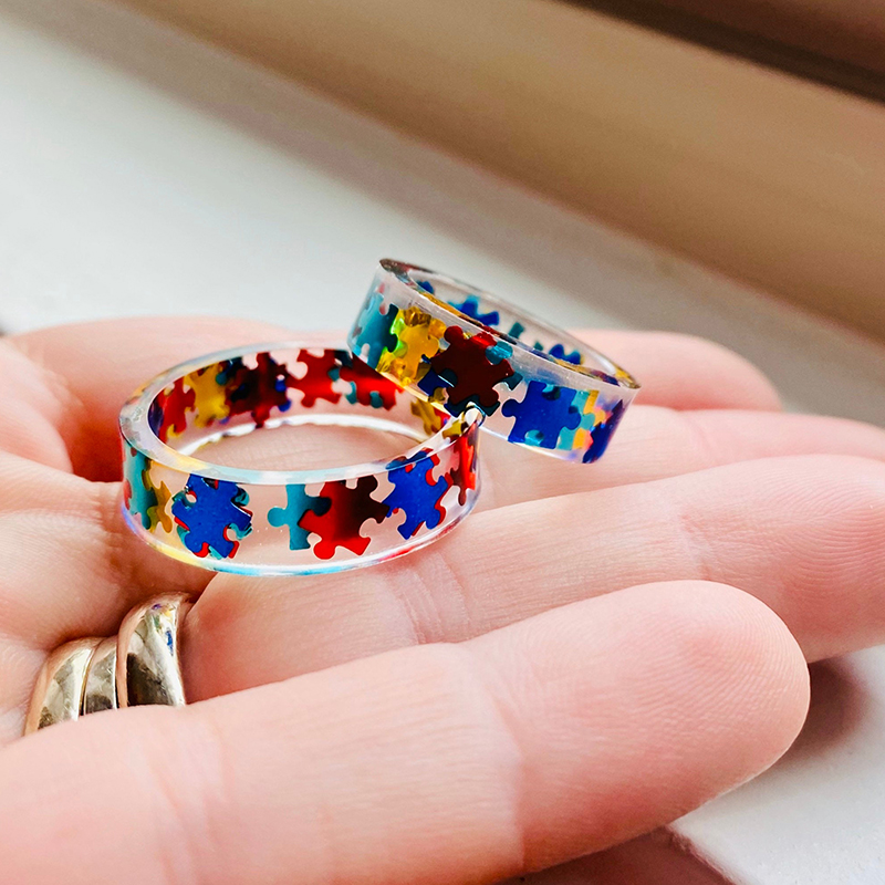 Autism Puzzle Resin Ring