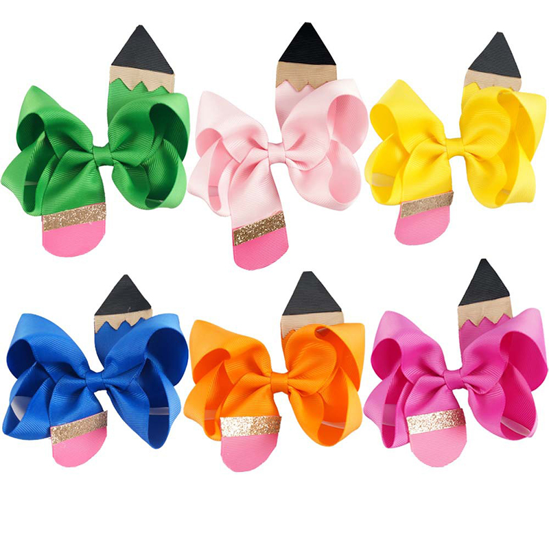 Pencil Bow Teacher Hair Clip