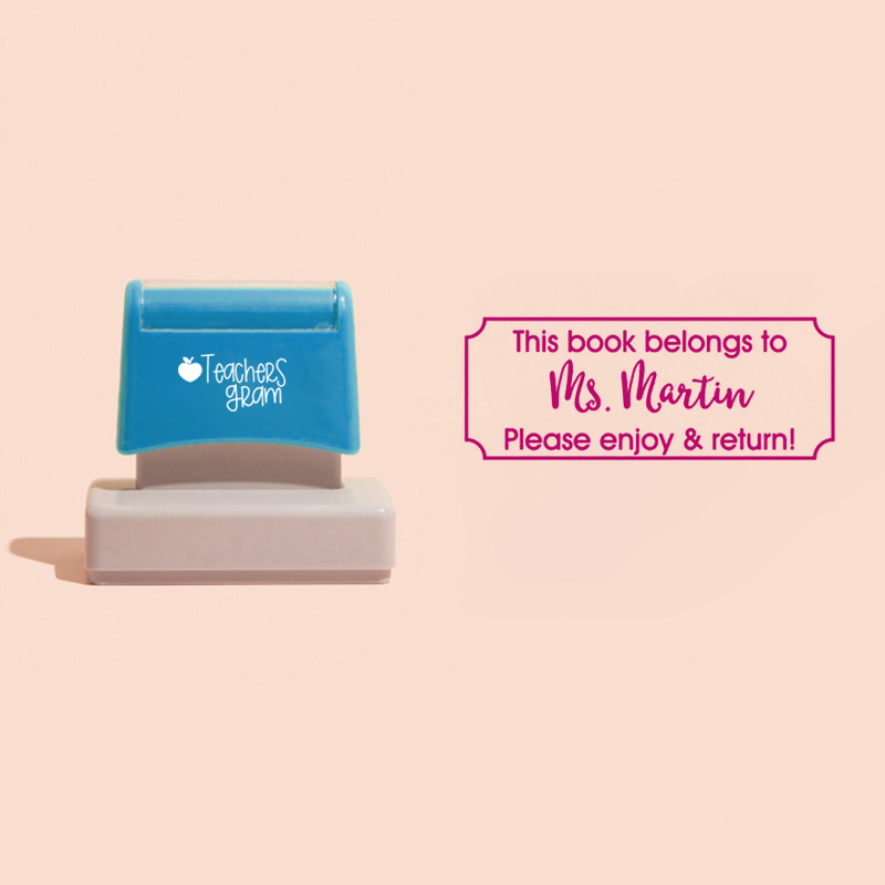 Personalized Name This Book Belongs To Teacher Rectangle Stamp