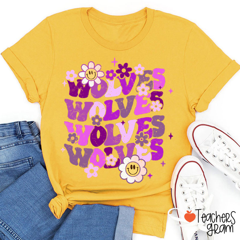 Personalized Mascot Game Day Flowers Teacher T-Shirt