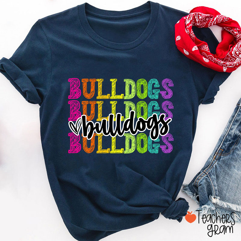Personalized Mascot Graffiti Font School Spirit Teacher T-Shirt