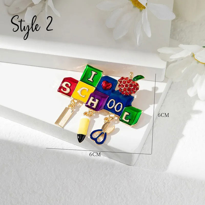 I Love School Apple Teacher Pin