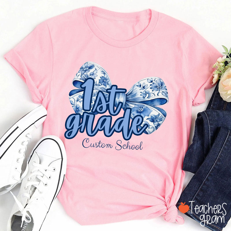 Personalized Bow Tie And Swash Teacher T-Shirt