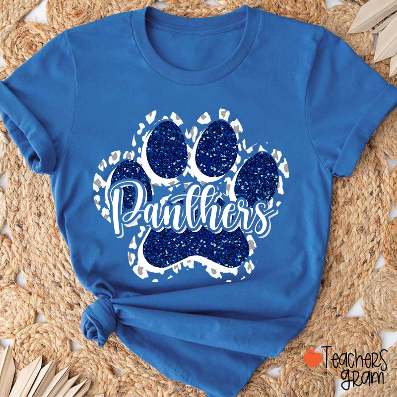 Personalized Mascot Glitter Paw Teacher T-Shirt