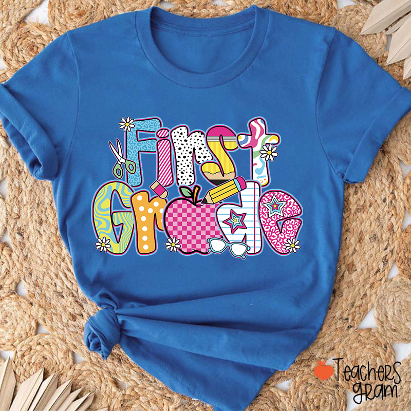 Personalized Grade Apple First Day Teacher T-Shirt