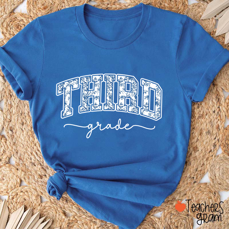 Personalized Grade Blue And White Porcelain Teacher T-Shirt