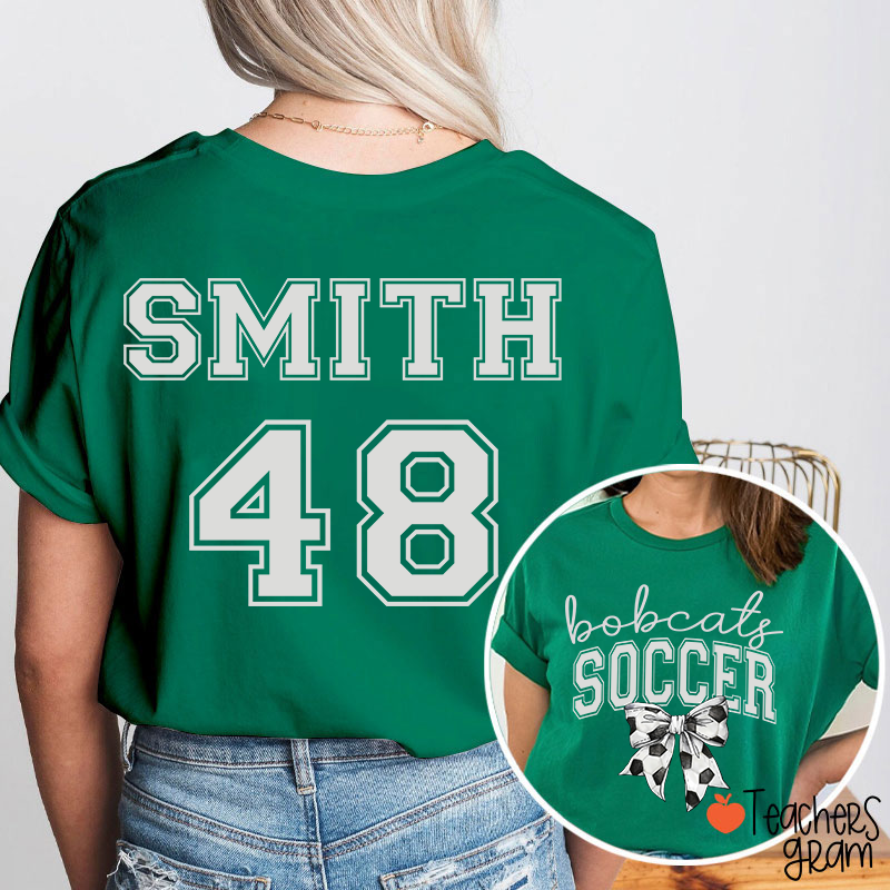 Personalized Mascot And Sport Bow Game Day Teacher Two Sided T-Shirt