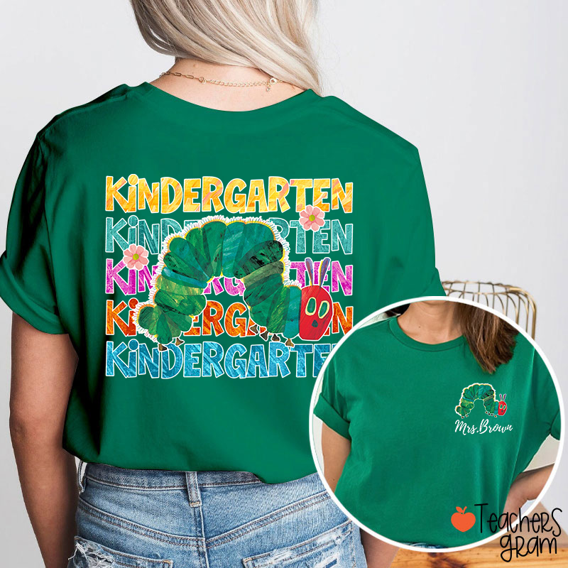 Personalized Grade And Name Cute Caterpillar Teacher Two Sided T-Shirt