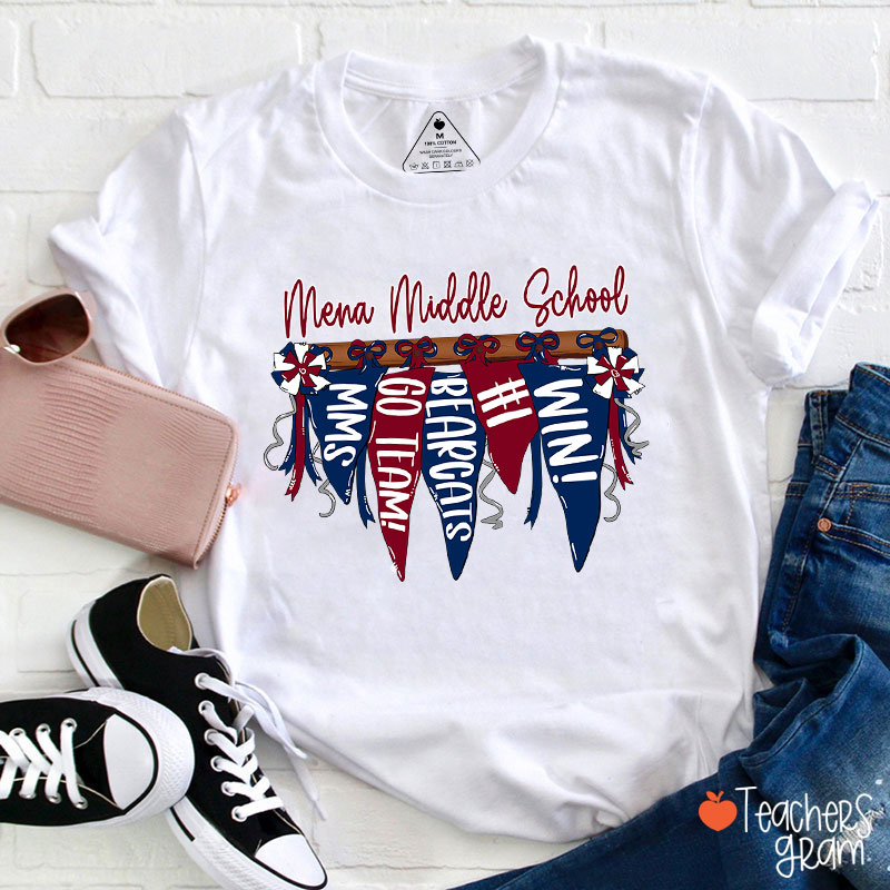 Personalized Mascot Pennant Banner Flag Teacher T-Shirt