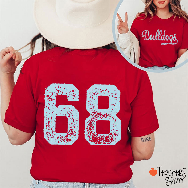 Personalized Mascot Comfort Colors Distressed Teacher Two Sided T-Shirt