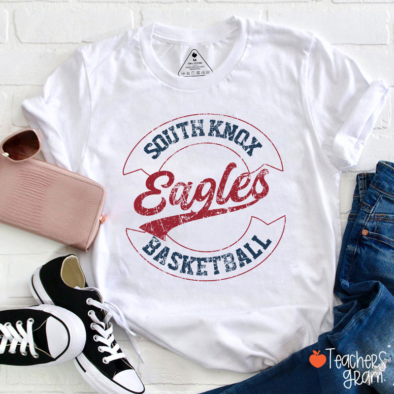 Personalized Mascot And School Name Distressed Retro School Spirit Teacher T-Shirt