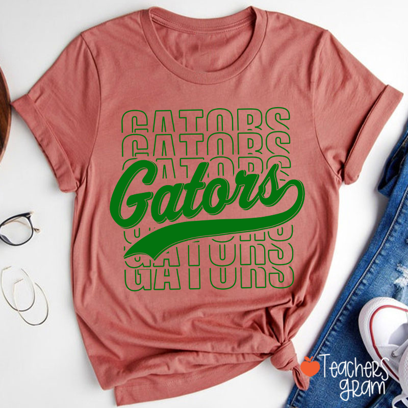 Personalized Mascot Stacked Typography School Spirit Teacher T-Shirt