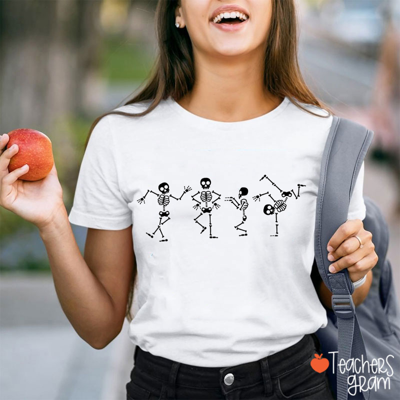 Dancing Skeletons Cool Teacher T-Shirt