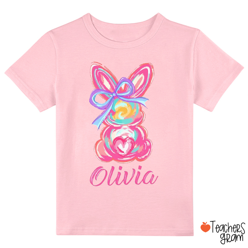 Personalized Name Watercolor Bunny Easter Class T-Shirt