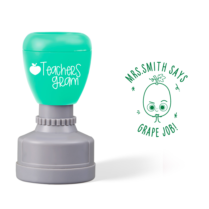 Personalized Name Says Grape Job Teacher Stamp