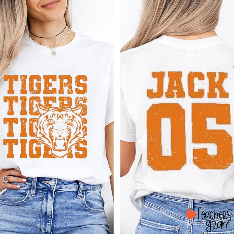 Personalized Mascot And Name Team Spirit Game Day Teacher Two Sided T-Shirt