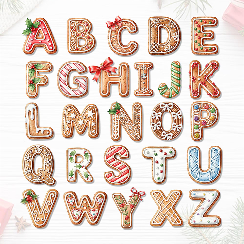 Personalized Name Gingerbread Alphabet Teacher Ceramic Christmas Ornament