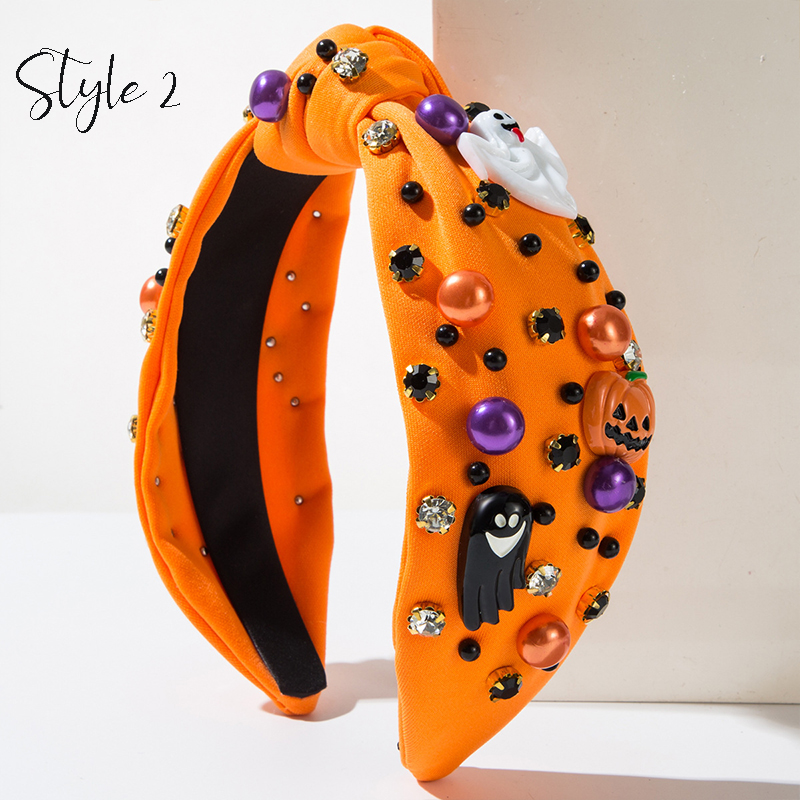 Pearl Ghost Pumpkin Halloween Headband