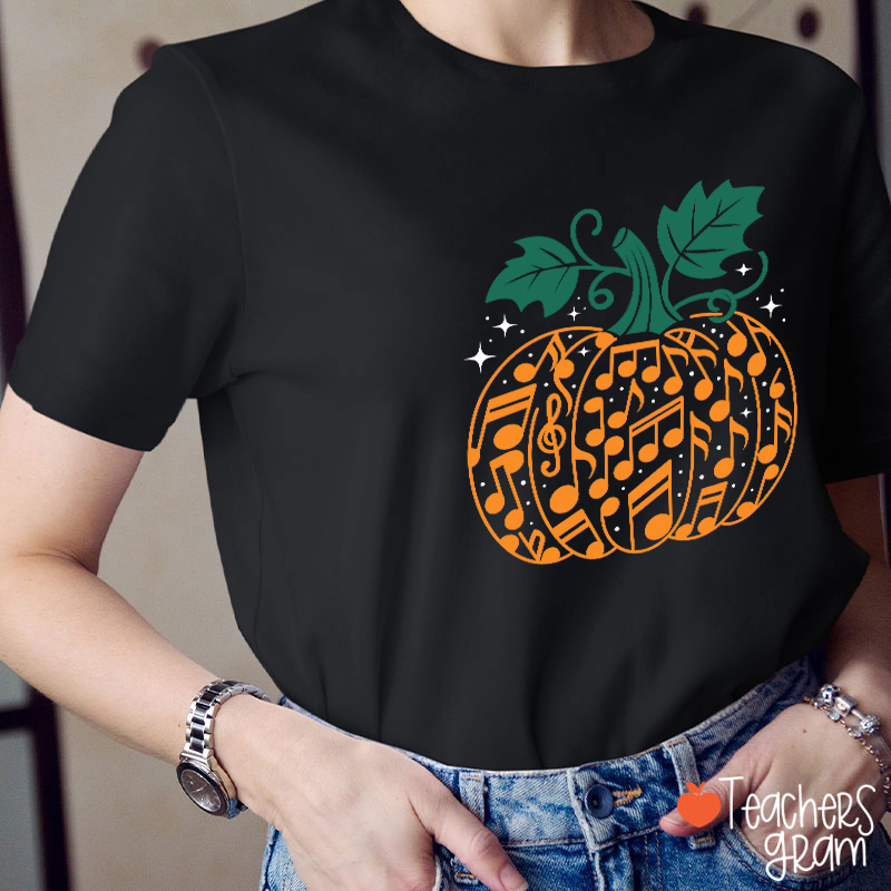 Music Note Pumpkin Teacher T-Shirt