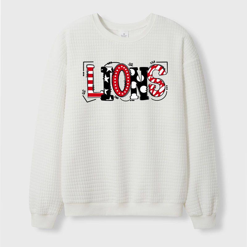 Personalized Mascot Cute Fonts Game Day Teacher Waffle Knit Sweatshirt