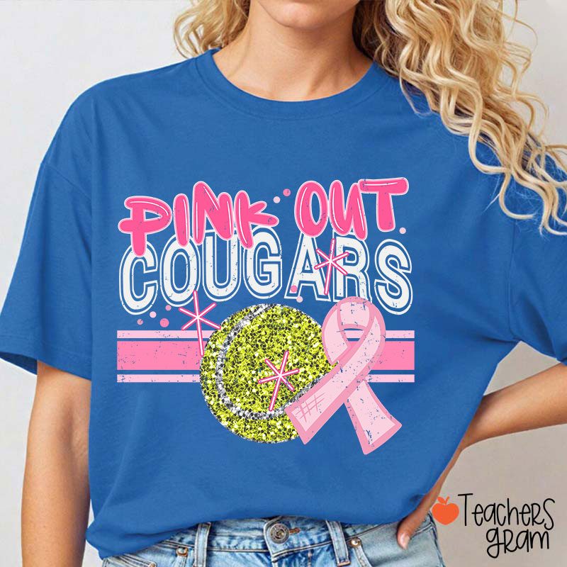 Personalized Mascot And Sport Pink Out Teacher T-Shirt