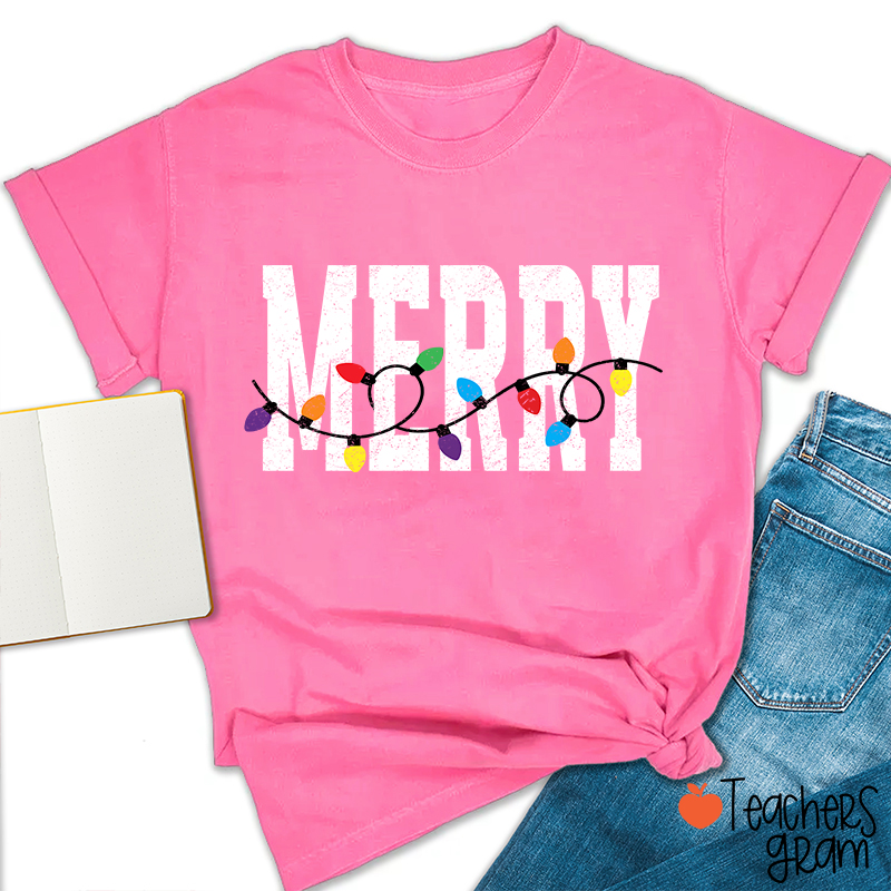 Merry Christmas Lights Teacher T-Shirt