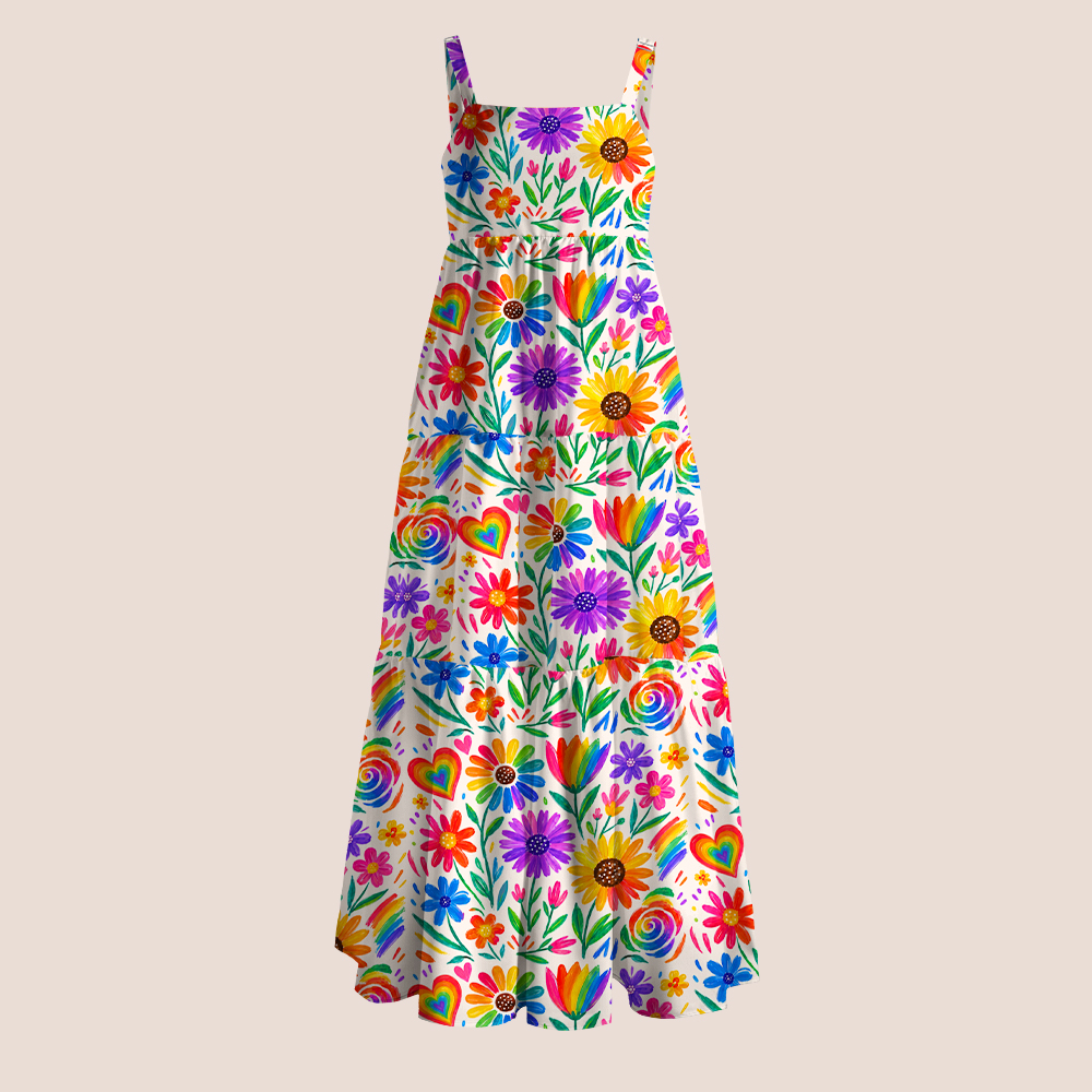 Rainbow Flower Teacher Slip Dress