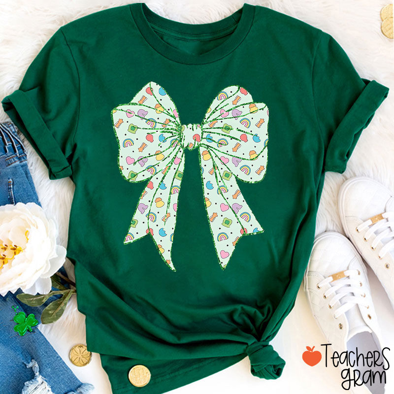 St Patricks Coquette Bow Teacher T-Shirt