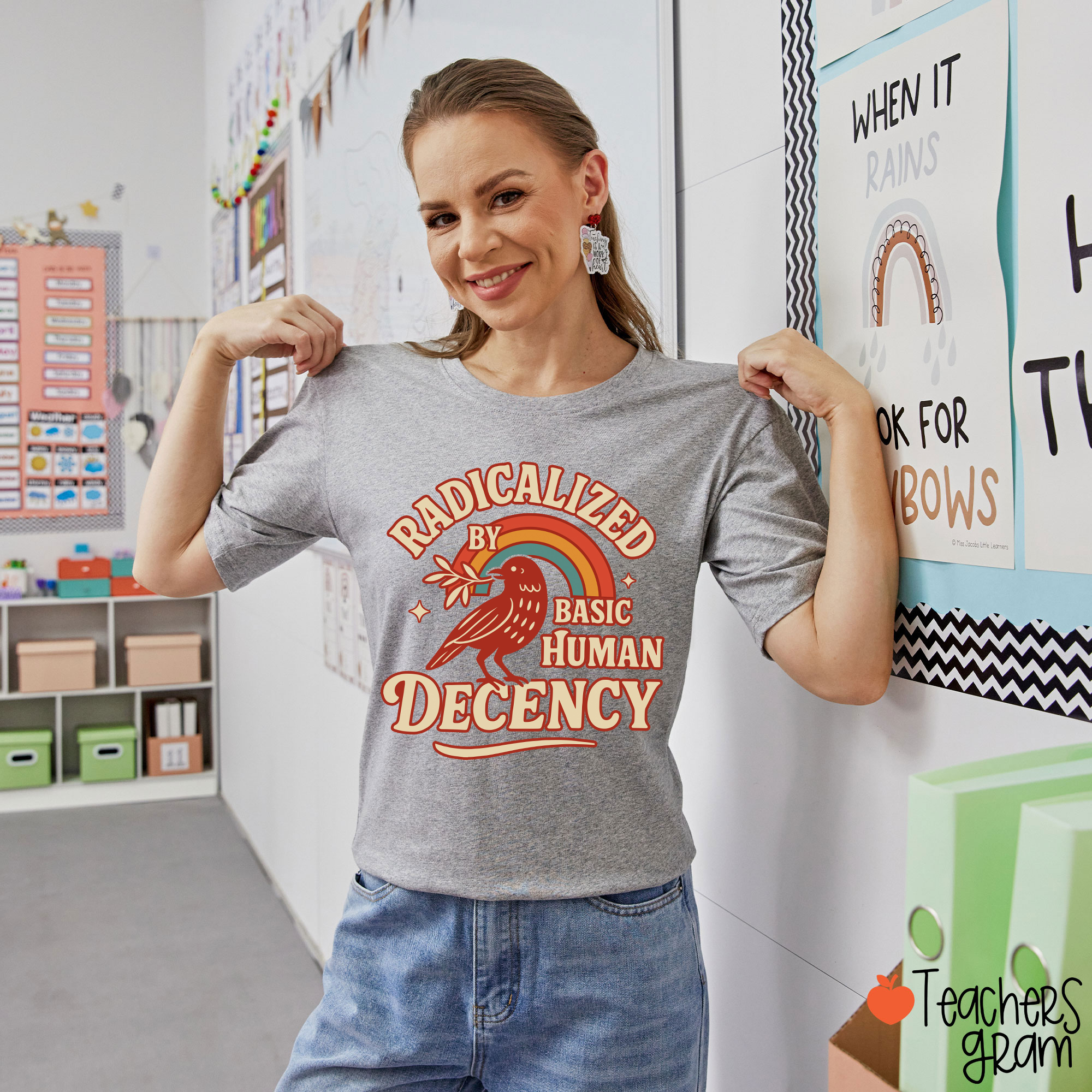Radicalized By Basic Human Decency Teacher T-Shirt