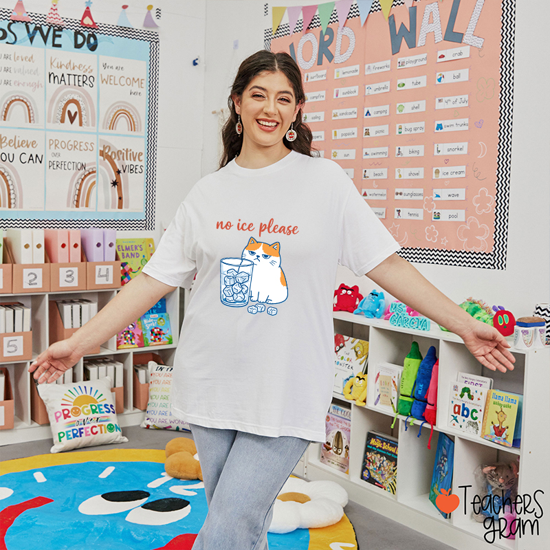 No ICE Please Cute Cat Teacher T-Shirt