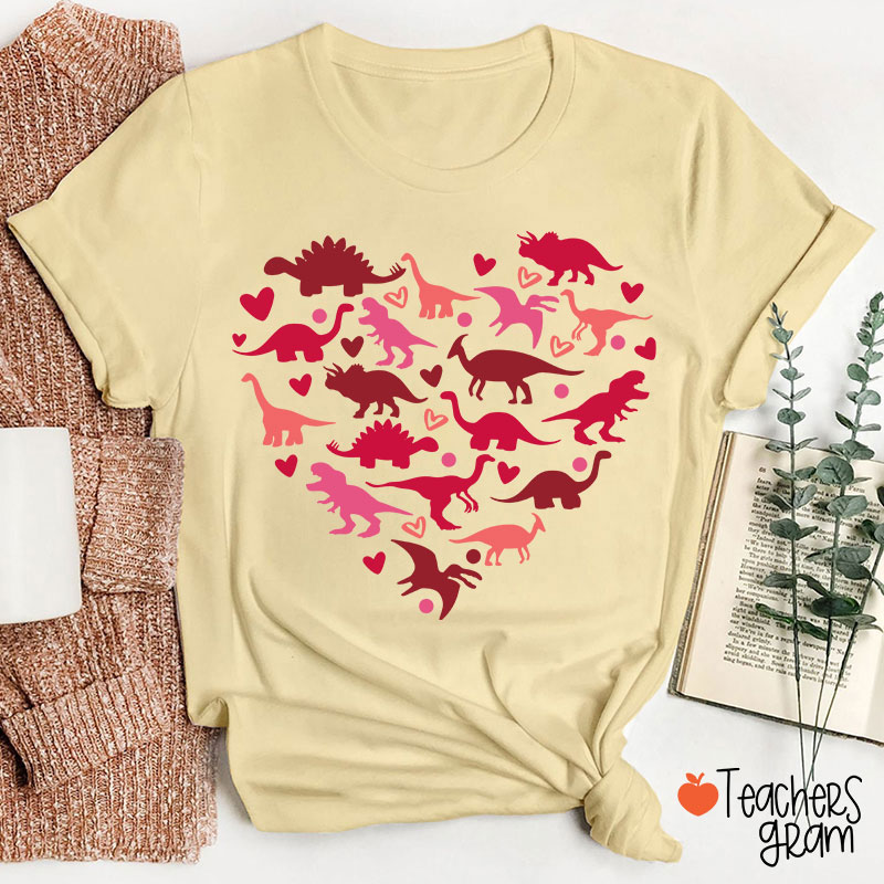 Cute Dinosaur Heart Teacher T-Shirt