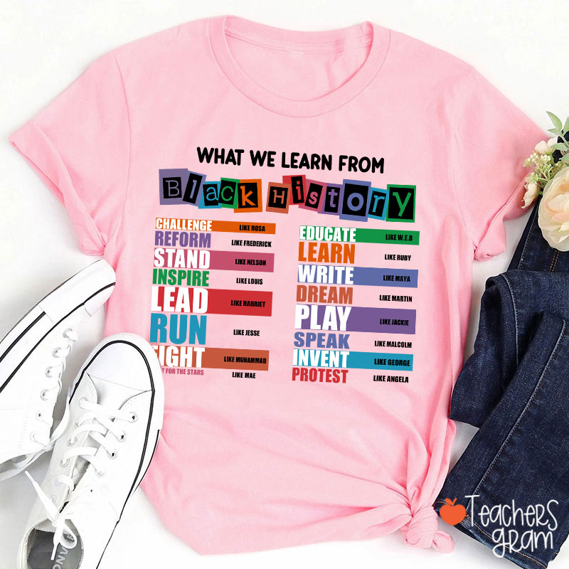 What We Learn From Black History Teacher T-Shirt