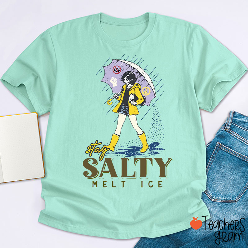 Subtle Anti Ice Stay Salty Protest Teacher T-Shirt