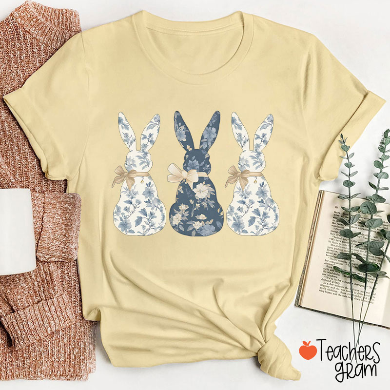 Coquette Bow Easter Bunny Teacher T-Shirt
