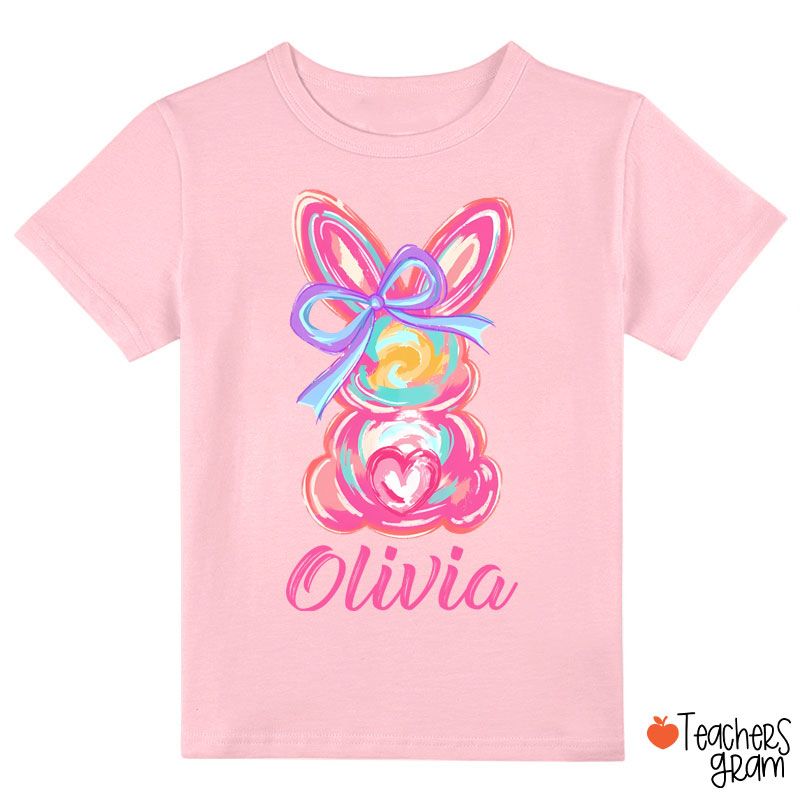 Personalized Name Watercolor Bunny Easter Class T-Shirt