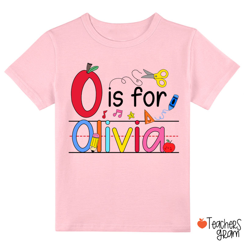 Personalized Name Apple Pencil School Stuff Class T-Shirt