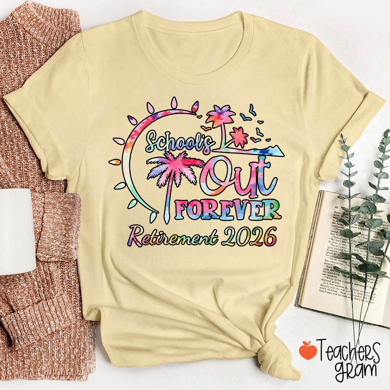 Personalized Tie Dye Style Retirement Teacher T-Shirt