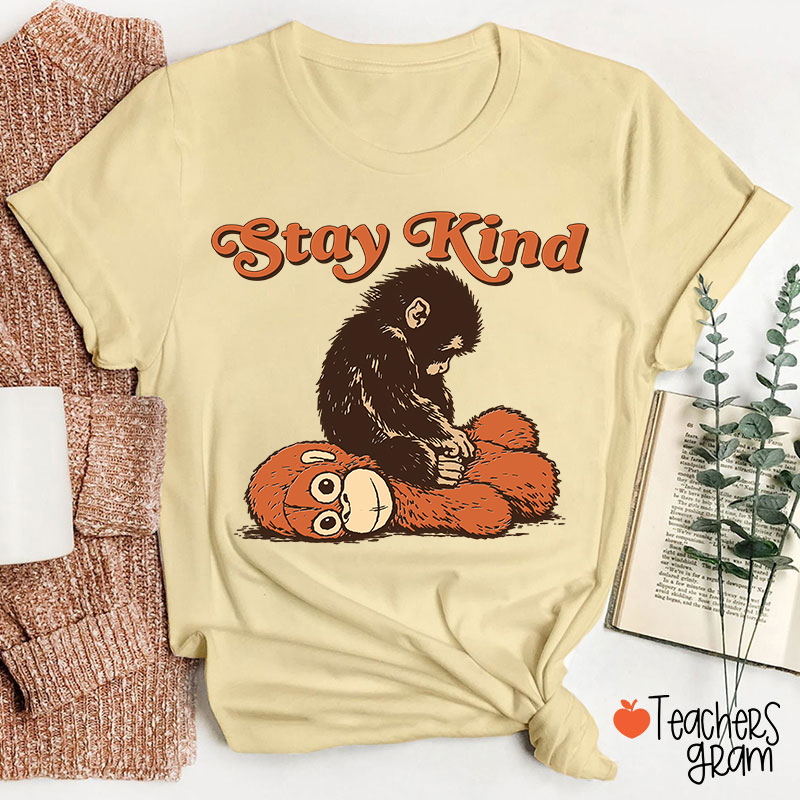 Punch Monkey Stay Kind Teacher T-Shirt