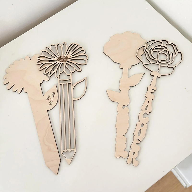 Personalized Name Appreciation Teacher Wooden Flower Pencil